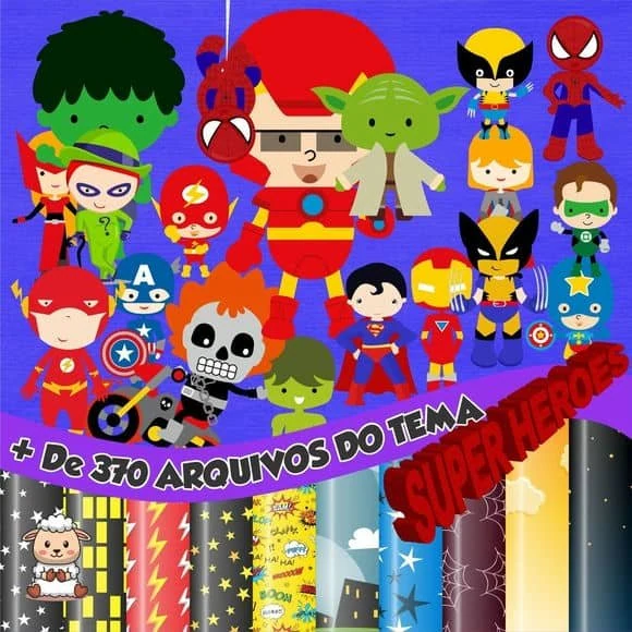 Prévia de Kit Digital Super Heroes Cute 01 Png