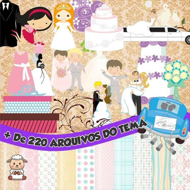 Prévia de Kit Digital Casamento Cute 01 Png