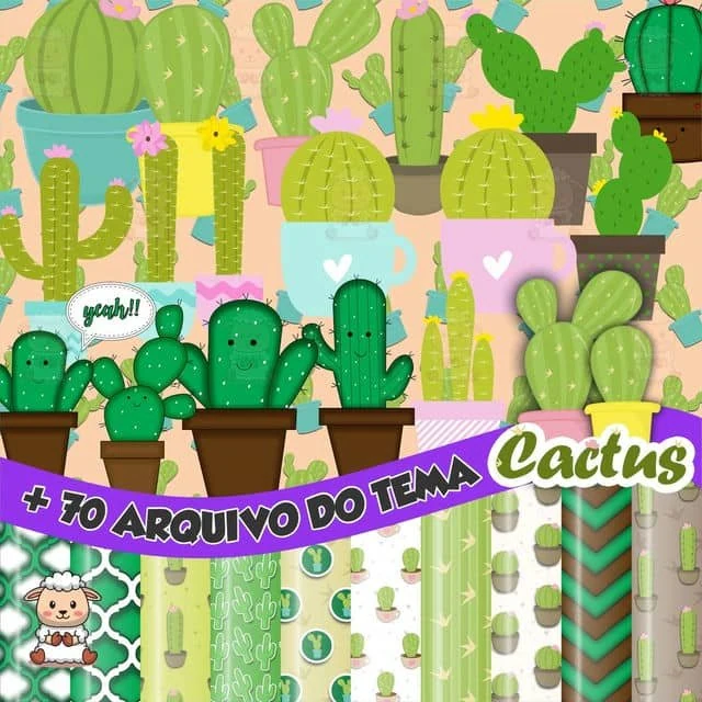 Prévia de Kit Digital Cactus 01 Png
