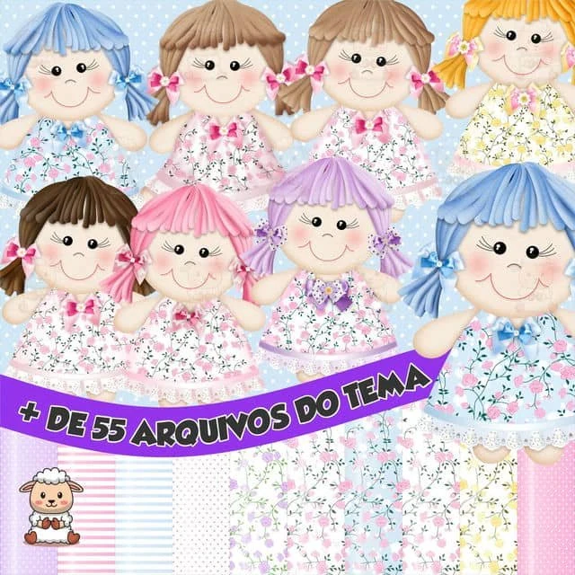 Prévia de Kit Digital Bonecas de Pano 01 Png