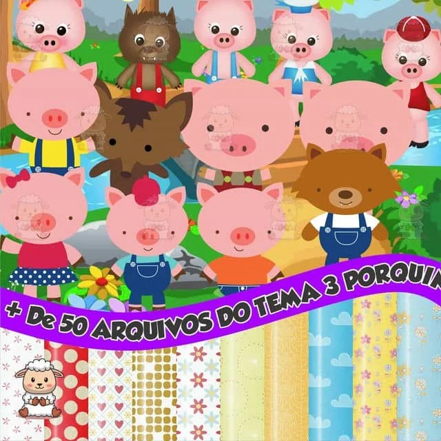 Prévia de Kit Digital 3 Porquinhos 01 Png