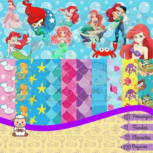 Prévia de Kit Digital a Pequena Sereia Ariel 01 Png