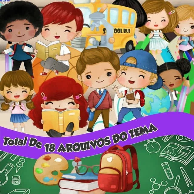 Prévia de Kit Digital Back To School Aquarela 01 Png
