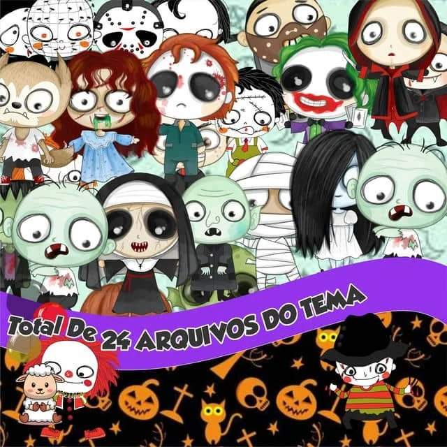 Prévia de Kit Digital Cute Horror Aquarela 01 Png