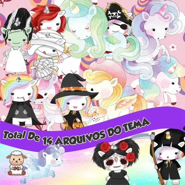 Prévia de Kit Digital Unicornio Cute Aquarela 01 Png