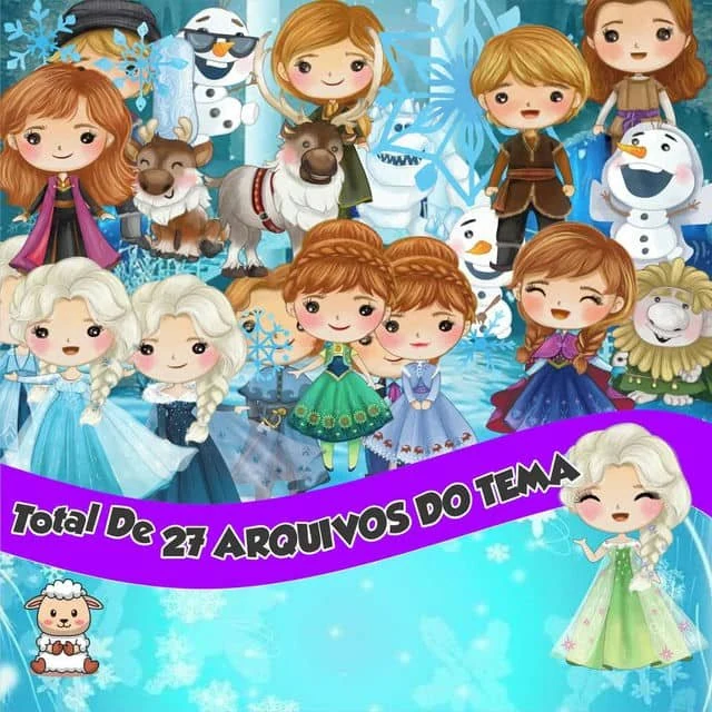 Prévia de Kit Digital Frozen Aquarela 01 Png