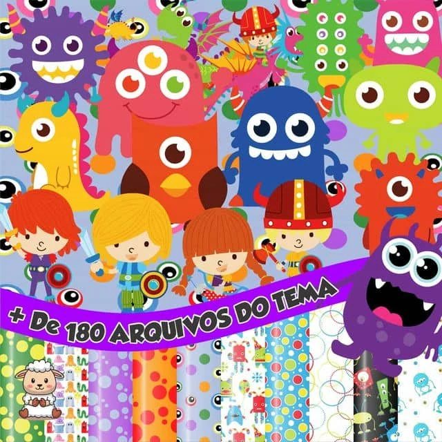 Prévia de Kit Digital Monstrinhos 02 Png