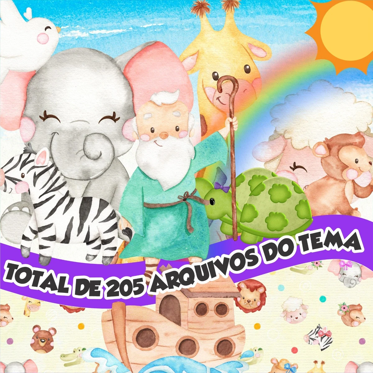 Prévia de Kit Digital Arca de Noe Aquarela 03 Png