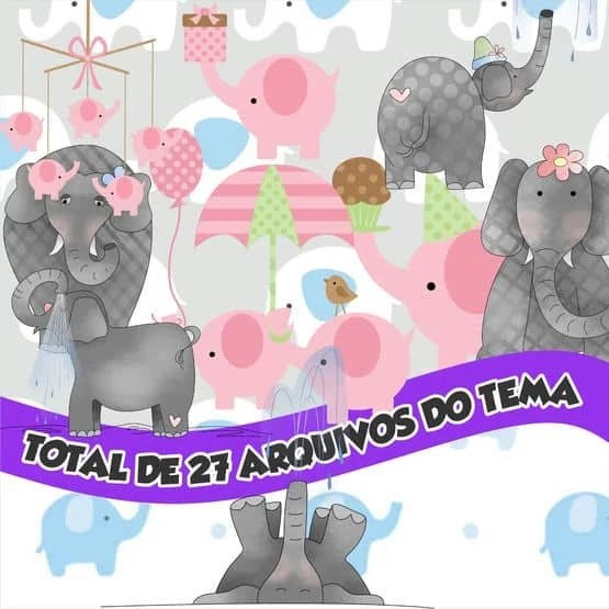 Prévia de Kit Digital Elefante 01 Png