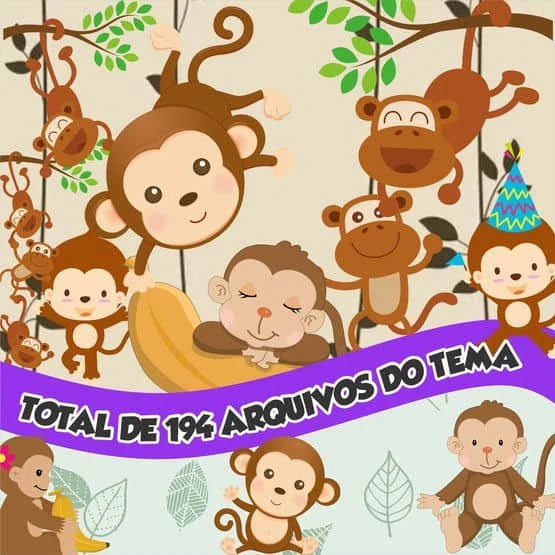 Prévia de Kit Digital Macaco 01 Png