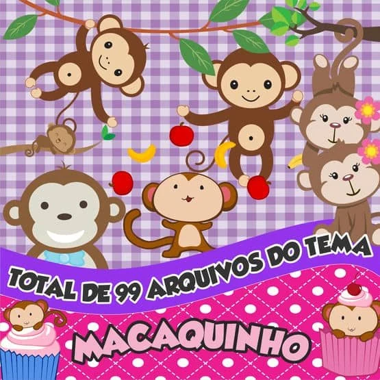 Prévia de Kit Digital Macaco 02 Png