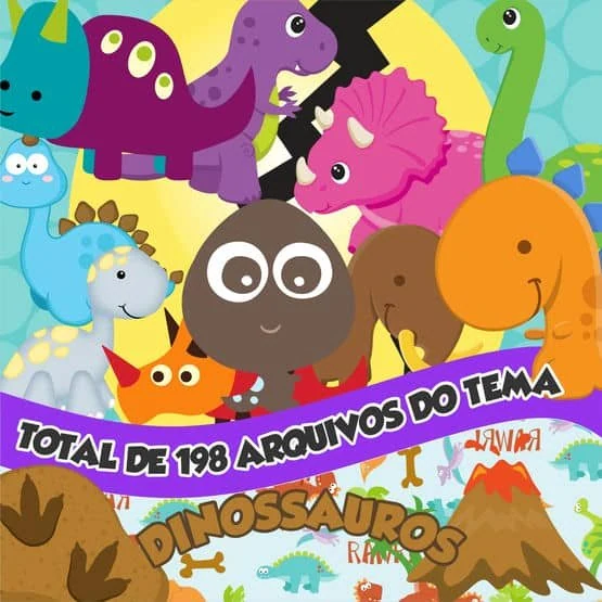 Prévia de Kit Digital Dinossauro 01 Png
