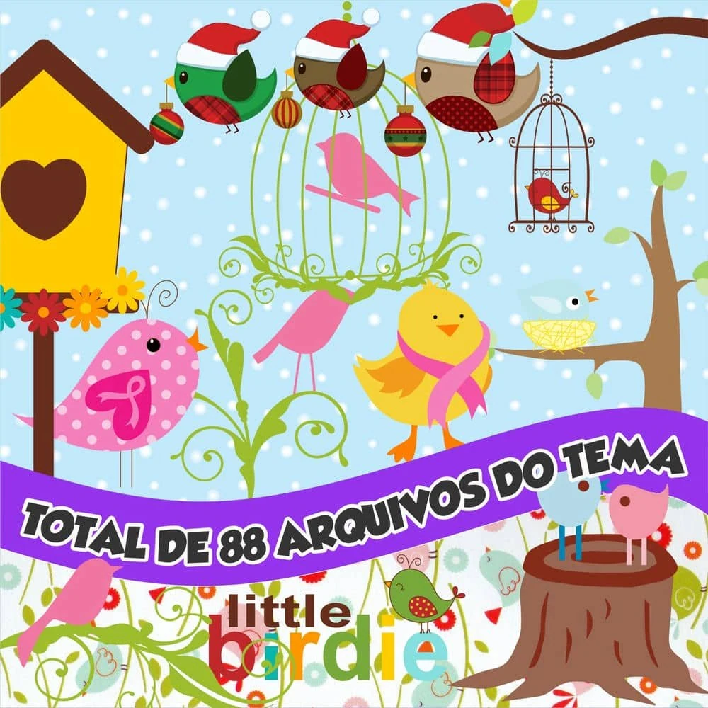 Prévia de kit Digital Passarinhos 01 PNG
