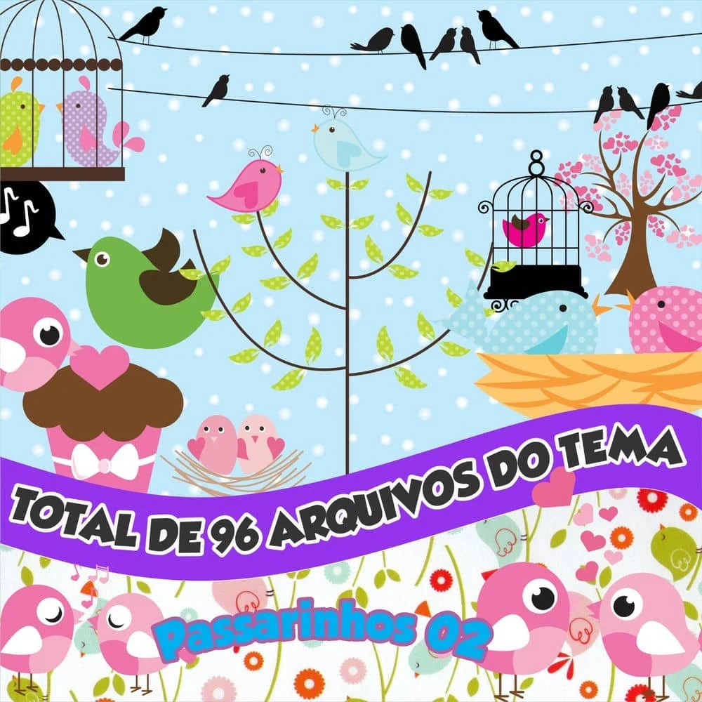 Prévia de kit Digital Passarinhos 02 PNG