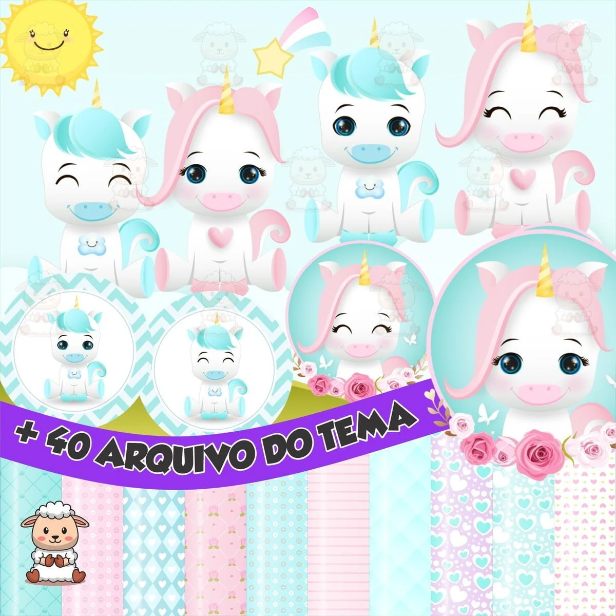 Prévia de Kit Digital Unicornio 02 Png