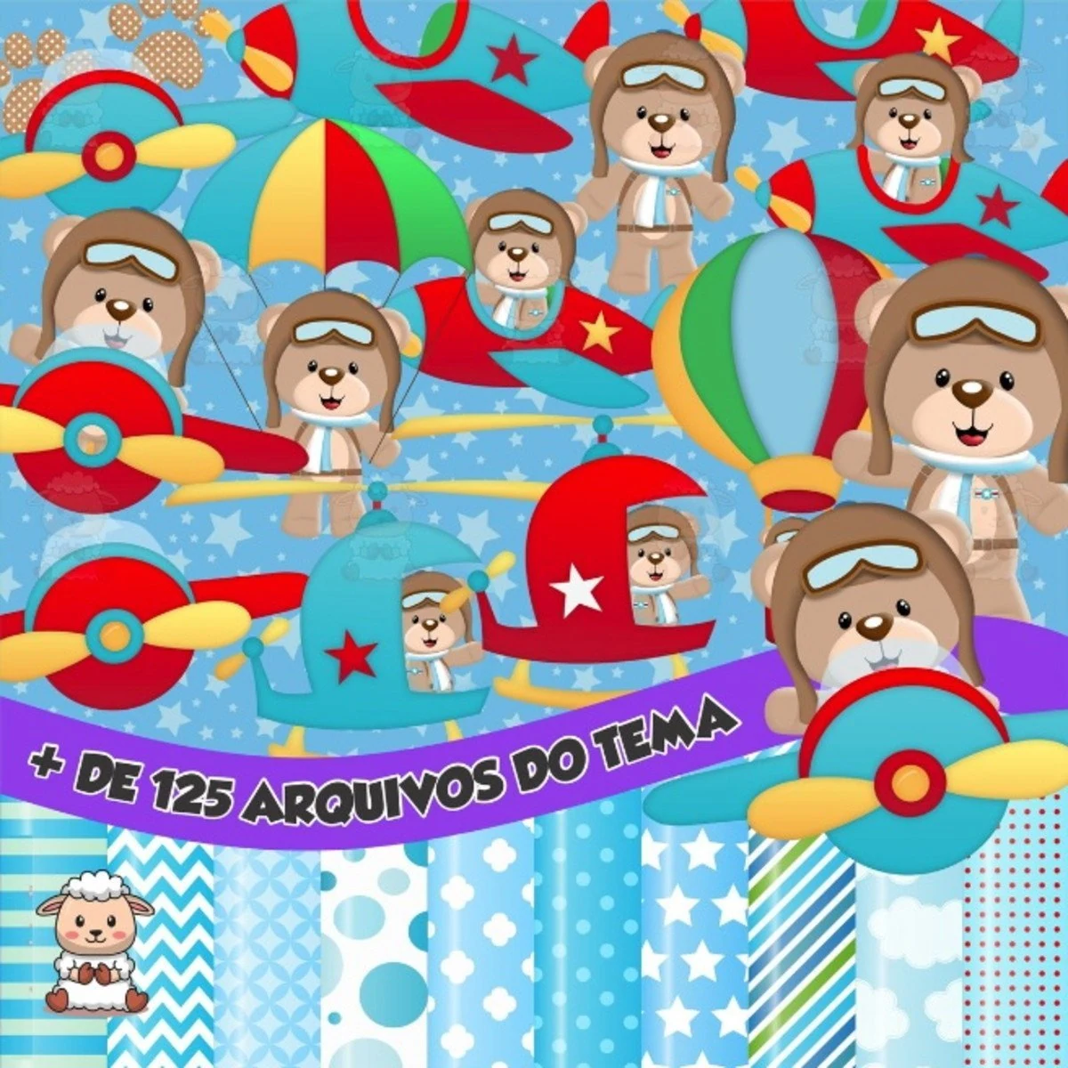 Prévia de Kit Digital Ursinho Aviador 01 Png
