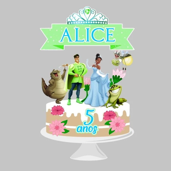 Prévia de Topo De Bolo A Princesa e o Sapo 01 Silhouette e PDF