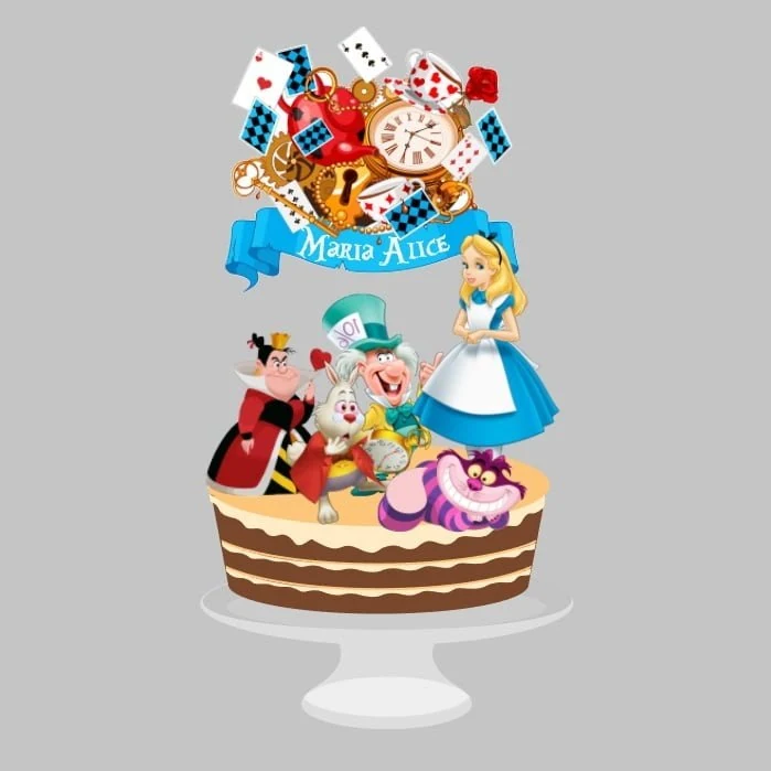 Prévia de Topo De Bolo Alice no Pais das Maravilha 01 Silhouette e PDF