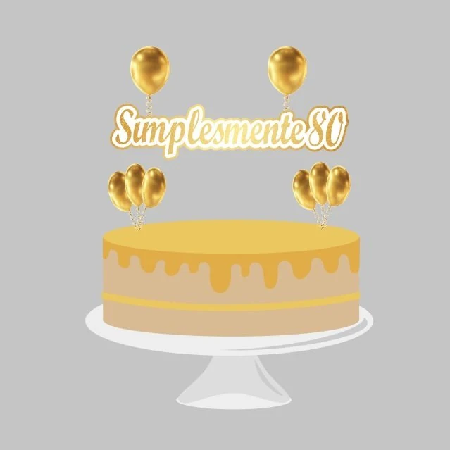 Prévia de Topo De Bolo Simplismente 80 Anos 01 Silhouette e PDF