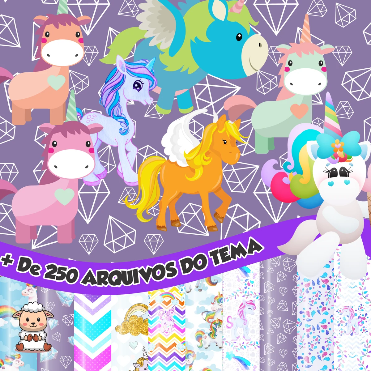Prévia de Kit Digital Unicornio 01 Png