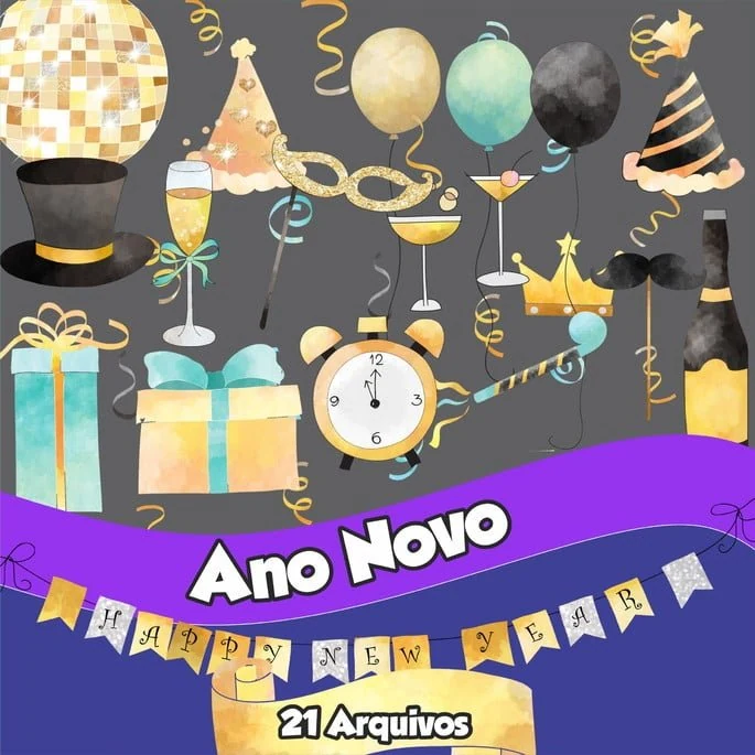 Prévia de Kit Digital Ano Novo 01 Png