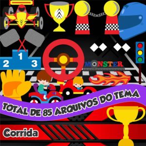 Kit digital Corrida Carros Motos Bandeiras Png